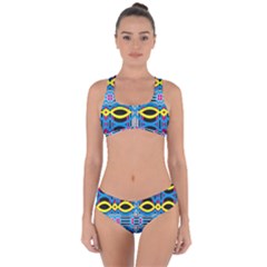 Yellow And Blue Ovals                                      Criss Cross Bikini Set by LalyLauraFLM