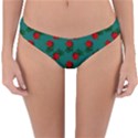 Red Roses Teal Green Reversible Hipster Bikini Bottoms View1