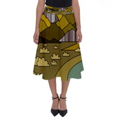 Travel Destination Landscape Nature Perfect Length Midi Skirt by Simbadda