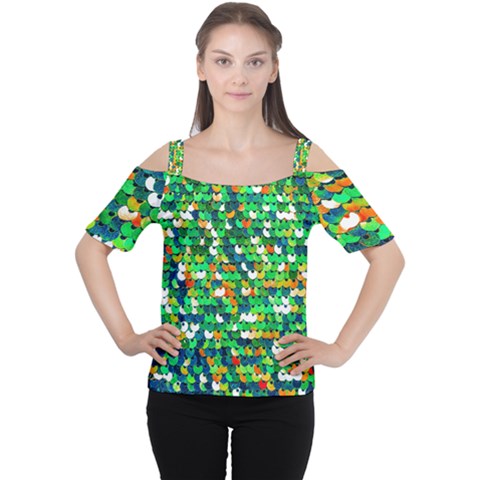Funky Sequins Cutout Shoulder Tee by essentialimage