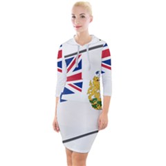 Waving Flag Of The British Antarctic Territory Quarter Sleeve Hood Bodycon Dress by abbeyz71