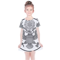 Black & White Great Seal Of The United States - Obverse  Kids  Simple Cotton Dress by abbeyz71