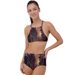Sunset In The Frozen Winter Forest High Waist Tankini Set by Sudhe