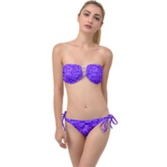 Shades Of Purple Triangles Twist Bandeau Bikini Set by retrotoomoderndesigns