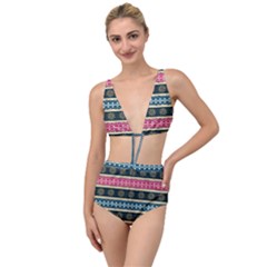 African Seamless Pattern Abstract Background Hand Drawn Tied Up Two Piece Swimsuit by Vaneshart