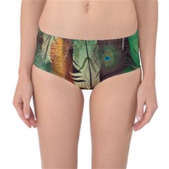 Feathers Realistic Pattern Mid-waist Bikini Bottoms by Vaneshart