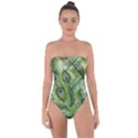Peacock Feathers Pattern Tie Back One Piece Swimsuit View1