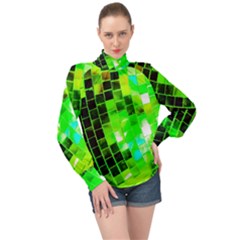 Green Disco Ball High Neck Long Sleeve Chiffon Top by essentialimage