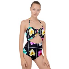 Tulip Collage Scallop Top Cut Out Swimsuit by okhismakingart