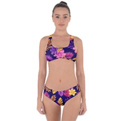 Tropical Pattern Criss Cross Bikini Set by Vaneshart