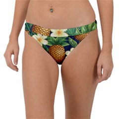 Tropical Pattern Pineapple Flowers Floral Fon Tropik Ananas Band Bikini Bottom by Vaneshart