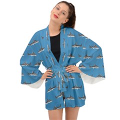 Shark Pattern Long Sleeve Kimono by bloomingvinedesign