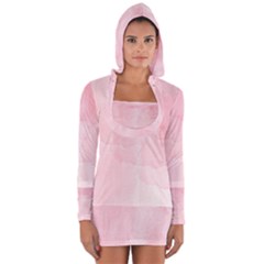 Pink Blurry Pastel Watercolour Ombre Long Sleeve Hooded T-shirt by Lullaby