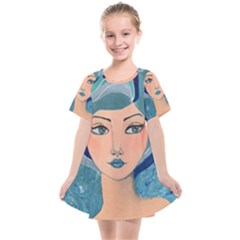 Blue Girl Kids  Smock Dress by CKArtCreations