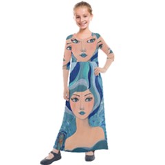 Blue Girl Kids  Quarter Sleeve Maxi Dress by CKArtCreations