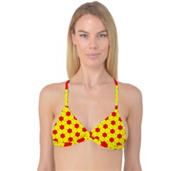 Pattern Red Star Texture Star Reversible Tri Bikini Top