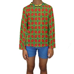 Pattern Modern Texture Seamless Red Yellow Green Kids  Long Sleeve Swimwear by Simbadda