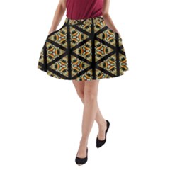 Pattern Stained Glass Triangles A-line Pocket Skirt by Simbadda