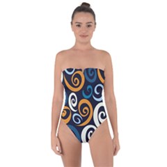 Colorful Curves Pattern Tie Back One Piece Swimsuit