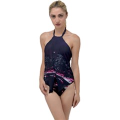 New York City Night Go With The Flow One Piece Swimsuit by Vaneshart