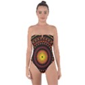 Spiral Pattern Circle Neon Psychedelic Illustration Design Symmetry Shape Mandala Tie Back One Piece Swimsuit View1