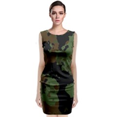 Beautiful Army Camo Pattern Sleeveless Velvet Midi Dress by Vaneshart