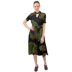 Beautiful Army Camo Pattern Keyhole Neckline Chiffon Dress by Vaneshart