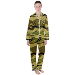 Fabric Army Camo Pattern Satin Long Sleeve Pyjamas Set by Vaneshart