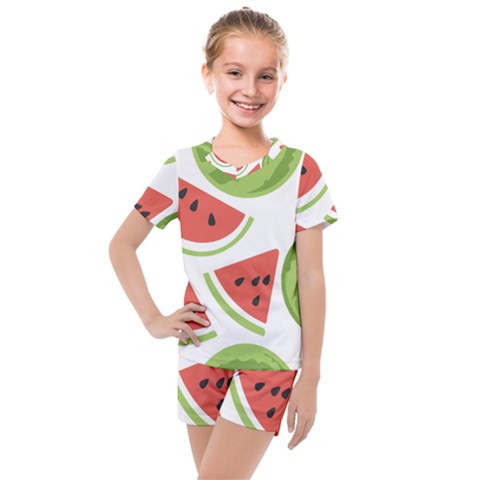 Watermelon Juice Auglis Clip Art Watermelon Kids  Mesh Tee And Shorts Set by Vaneshart