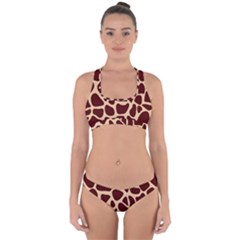 Animal Print Giraffe Patterns Cross Back Hipster Bikini Set by Vaneshart
