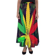Cannabis Leaf Color Flared Maxi Skirt by Vaneshart