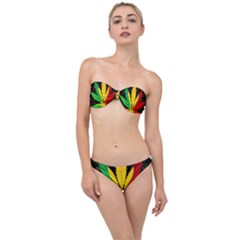 Cannabis Leaf Color Classic Bandeau Bikini Set by Vaneshart