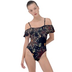 Patterns Abstract Flowers Frill Detail One Piece Swimsuit by Vaneshart