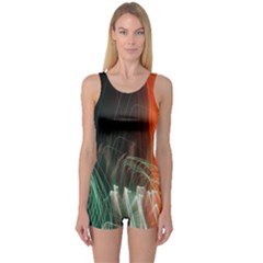 Fireworks Salute Sparks Abstract Lines One Piece Boyleg Swimsuit by Vaneshart