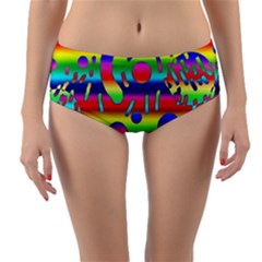Rainbow Confetti Reversible Mid-waist Bikini Bottoms by bloomingvinedesign