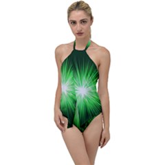 Green Blast Background Go With The Flow One Piece Swimsuit by Mariart