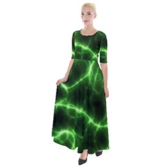 Lightning Electricity Pattern Green Half Sleeves Maxi Dress by Alisyart