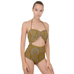 A Star In Golden Juwels Scallop Top Cut Out Swimsuit by pepitasart