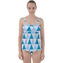 Abstract Modern Background Blue Twist Front Tankini Set View1