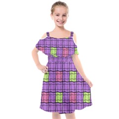 Background Pattern Seamless Kids  Cut Out Shoulders Chiffon Dress