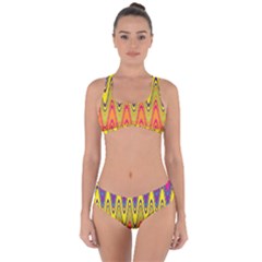 Retro Colorful Waves Background Criss Cross Bikini Set by Vaneshart