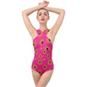Abstract Clutter Cross Front Low Back Swimsuit View1
