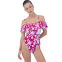 British Flag Abstract Frill Detail One Piece Swimsuit View1