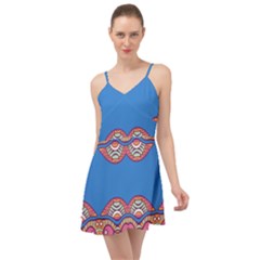Shapes Chains On A Blue Background                                                 Summer Time Chiffon Dress