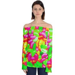 Vibrant Jelly Bean Candy Off Shoulder Long Sleeve Top by essentialimage