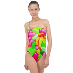 Vibrant Jelly Bean Candy Classic One Shoulder Swimsuit by essentialimage
