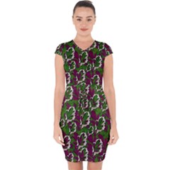 Green Fauna And Leaves In So Decorative Style Capsleeve Drawstring Dress  by pepitasart