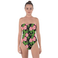 Roses Flowers Bud Tie Back One Piece Swimsuit by Vaneshart
