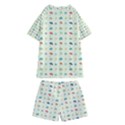 Clouds And Umbrellas Seasons Pattern Kids  Swim Tee and Shorts Set View2