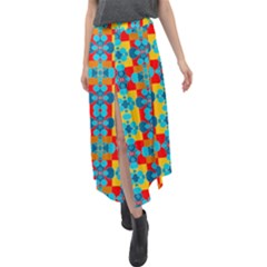 Pop Art  Velour Split Maxi Skirt by Sobalvarro